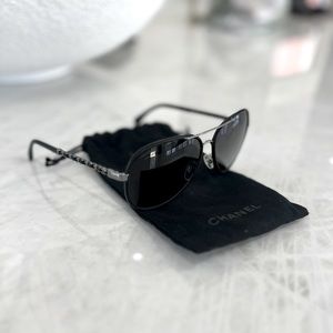 Chanel black aviator sunglasses